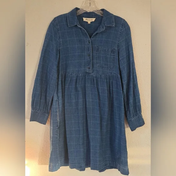 Madewell Blue Long Sleeve Dress - Picture 4 of 9